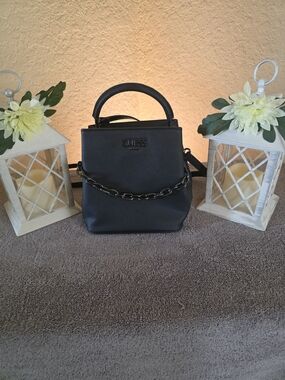 GUESS Black Chain-Accent Top Handle Bag